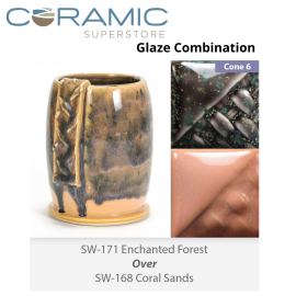 Enchanted Forest SW171 over Coral Sands SW168 Stoneware Combination Enchanted Forest SW171 over Coral Sands SW168 Stoneware Combination